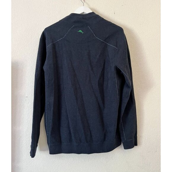Tommy Bahama Mens Quarter Zip Reversible Pullover Sweatshirt Large Heather Blue - Picture 4 of 10
